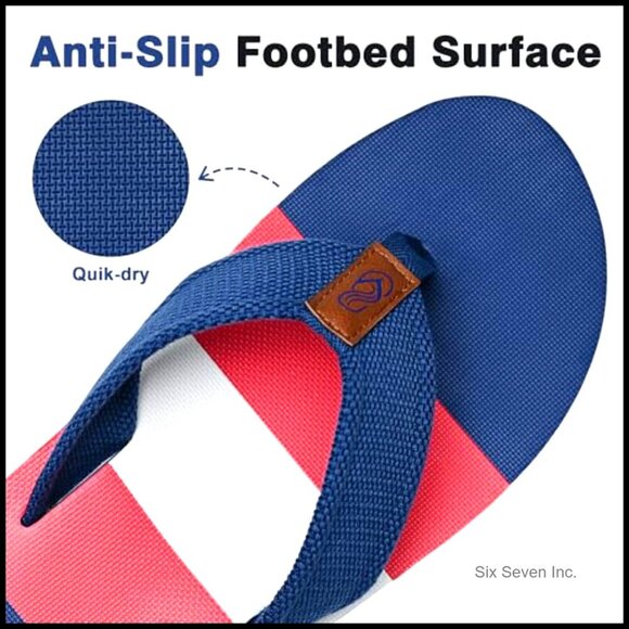 Men\'s Arch Support Flip Flops Quick-Dry EVA Woven Straps Beach Sandals main image 7